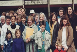 Jane Seymour poses with fans during filming of Revolutions