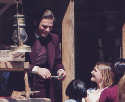 Jason Adams stops to sign autographs for young fans on the set of Dr. Quinn